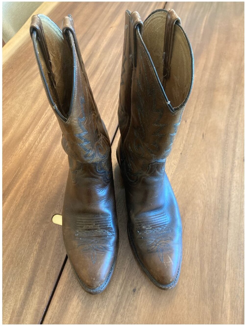 Dan Post Boots / Vintage Antique Tan Napa / Size 12R - Picture 3 of 16